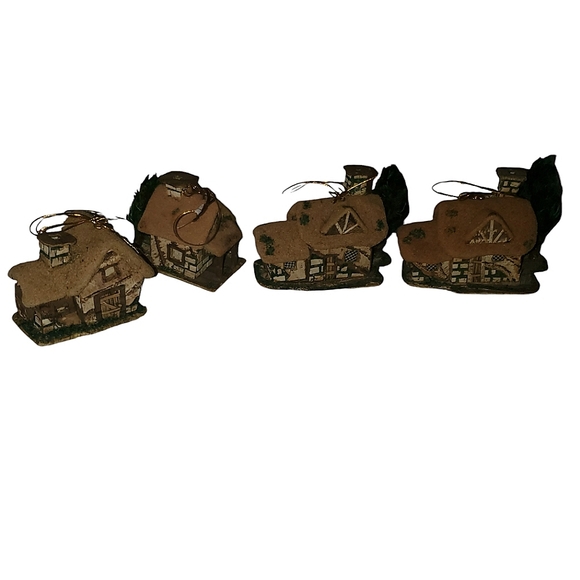 Vintage putz style cottage ornaments - Picture 2 of 6